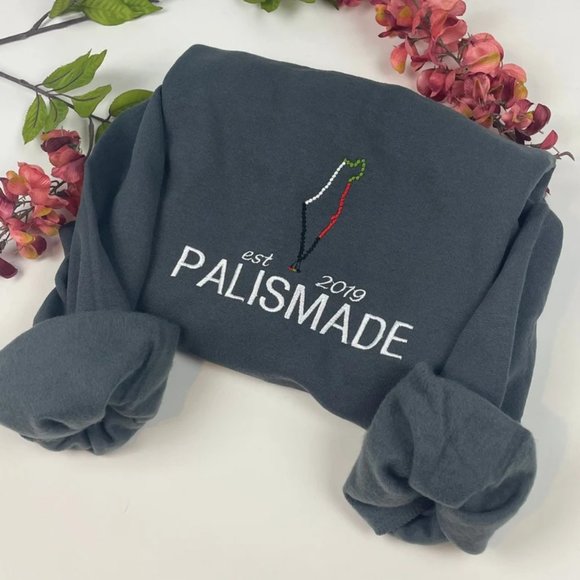 Palistine Embroidered Sweatshirt- Palestine Shirt - Prayer Beads Palesmade Shop - Picture 1 of 1